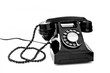 black retro telephone on white