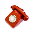 red telephone on white