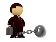 Bussinesman chained with a steel ball
