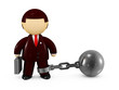 Businessman chained with a steel ball