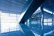 Escatator in blue hall
