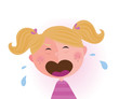 Vector: Crying baby girl. Vector cartoon illustration of cute child. Crying baby girl. Vector cartoon illustration of cute child.