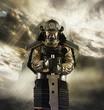 Asian man in samurai armor
