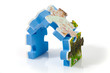 3D  blue puzzle isolated on white background.