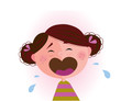 Vector: Crying baby girl. Vector cartoon illustration of cute child. Crying baby girl. Vector cartoon illustration of cute child.