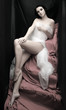 Beautiful slenderness young girl in bridal veil and white nylons