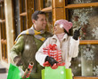 Hispanic couple Christmas shopping