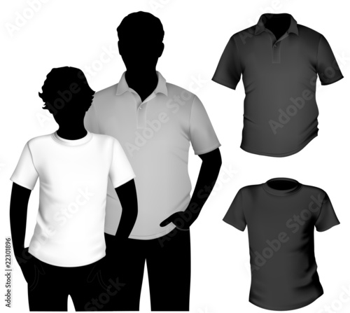 black t shirt template back. Men#39;s lack and white t-shirt