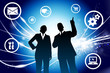 Business Couple on Abstract Modern Light Background