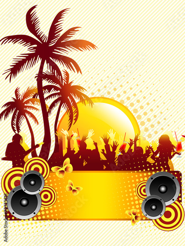 Summer disco party flyer with palms Summer disco party flyer with palms