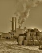 Smoke from rural refinery, sepia colored photo Smoke from rural refinery, sepia colored photo