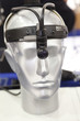 Medical headlight on the head of dummy. Medical Equipment