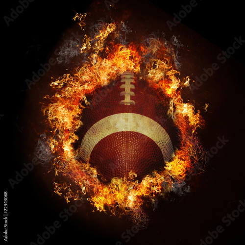 Photo: Football in hot fire flames Football in hot fire flames
