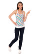 Happy woman pointing