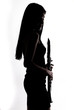 shadow of a woman with a clarinet