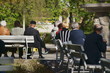 senior people on spa park bench