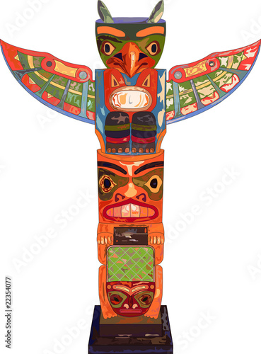 Vecteur : Totem Amérindien tout en vecteur Totem Amérindien tout en vecteur