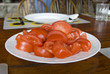 Fresh sliced tomatoes on a plate