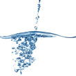 water splash with bubbles isolated on white