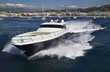 France, Cannes, aerial view of the city and luxury yacht