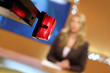 TV studio shallow DOF, focus on the red lamp - on Air sign