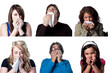 Group of people sneezing
