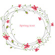 Abstract background with red flowers. vector illustration
