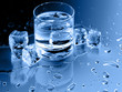 Close up view of the glass and ice cubes