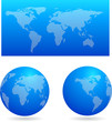 Blue map and two globes