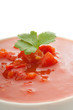 bowl with raw tomato pulp and parsley