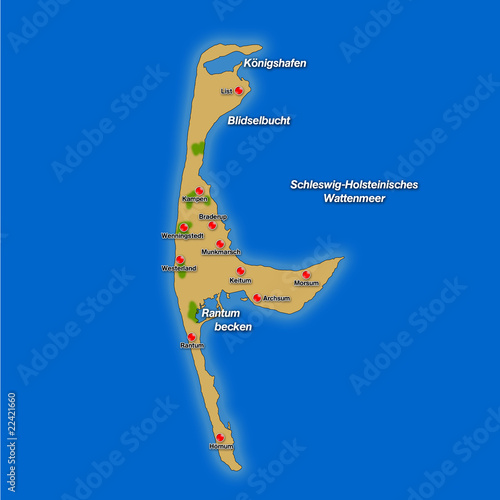 Illustration: Landkarte - Nordseeinsel Sylt (03) Landkarte - Nordseeinsel Sylt (03)