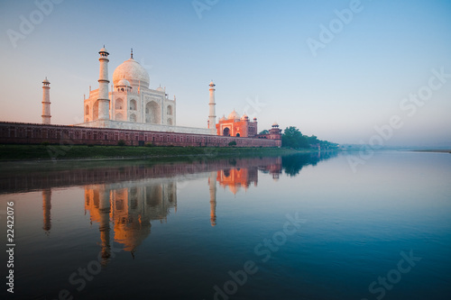 Photo: Sunrise at Taj Mahal on Jamuna river Sunrise at Taj Mahal on Jamuna river