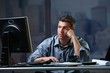 Tired professional looking at screen troubled