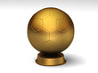 Closeup on a golden soccerball trophy Closeup on a golden soccerball trophy