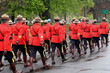 Canadian mountie police marching in parade Canadian mountie police marching in parade