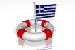 White life buoy with rope isolated and flag of Greece