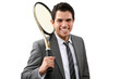 junger business mann mit tennisschläger