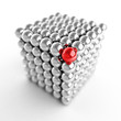 Different element. Cube made from shiny metal balls Different element. Cube made from shiny metal balls