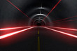 Dark tunnel with light trails middle view Dark tunnel with light trails middle view