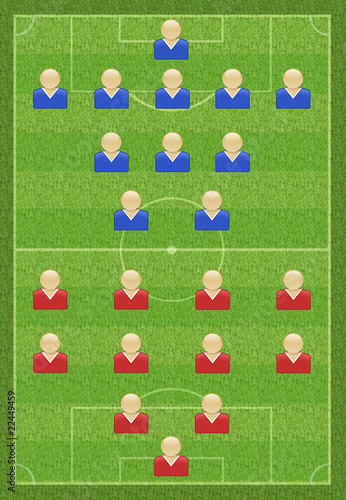 Illustration: Fußballfeld, Aufstellung Fußballfeld, Aufstellung