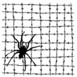 spider on the barbed wire vector silhouette illustration
