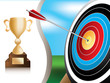 archery target and gold trophy archery target and gold trophy