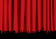 concert crowd red curtain
