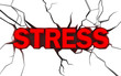 word stress in red color  with cracks over white