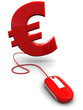 euro and computer mouse