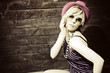 portrait of a beautiful blond girl with hat portrait of a beautiful blond girl with hat