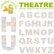 THEATRE. Wordcloud alphabet with different association terms. THEATRE. Wordcloud alphabet with different association terms.
