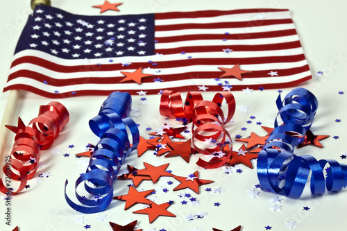 Photo: Flag and confetti Flag and confetti