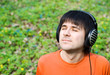 Man in headphones listening to music