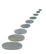 Row pebbles. Sea stones. It is isolated on a white background Row pebbles. Sea stones. It is isolated on a white background